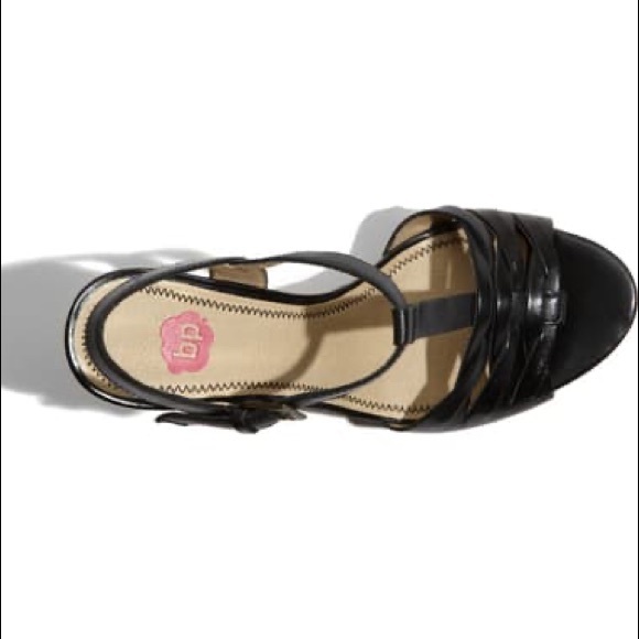 BP T-Sandal Basket Weave Stacked Heel Black 9.5 - Picture 3 of 16